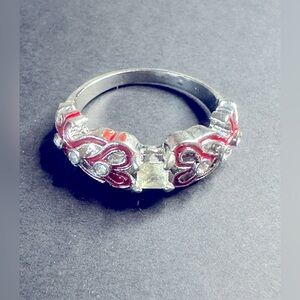 Elegant Silver and Red Women's Ring